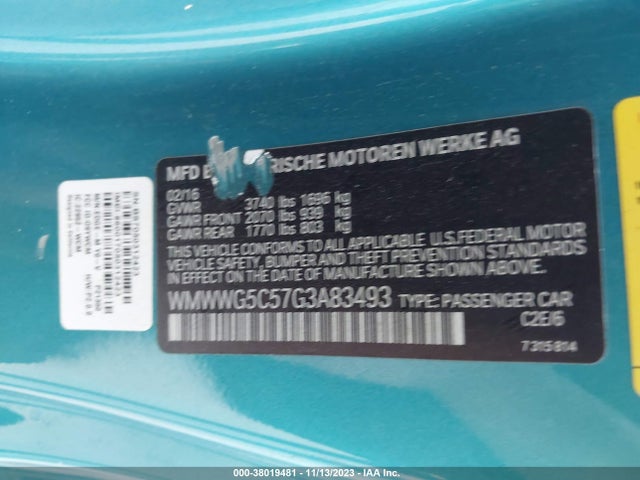 2016 MINI CONVERTIBLE WMWWG5C57G3A83493 Photo 8