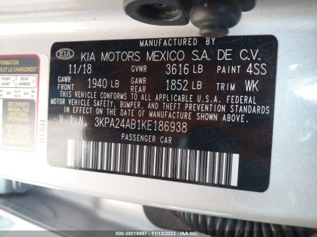 3KPA24AB1KE186938 KIA RIO S