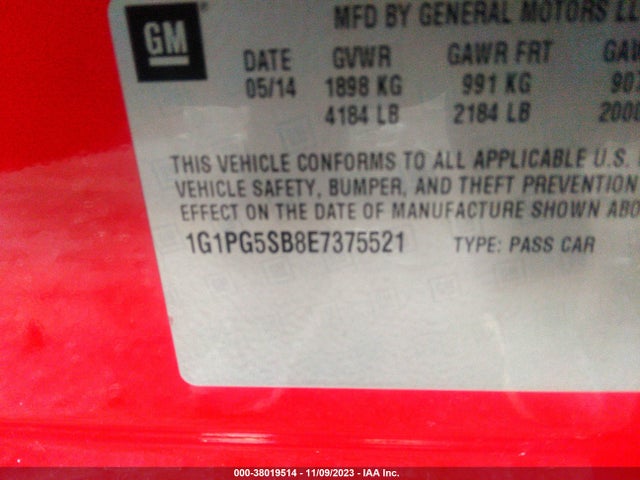 Chevrolet CRUZE LTZ 2014 1G1PG5SB8E7375521 Image 9