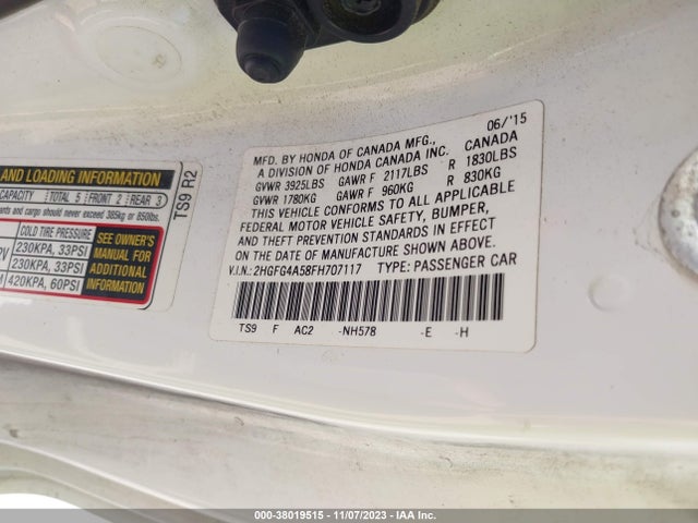Honda CIVIC SI 2015 2HGFG4A58FH707117 Image 9
