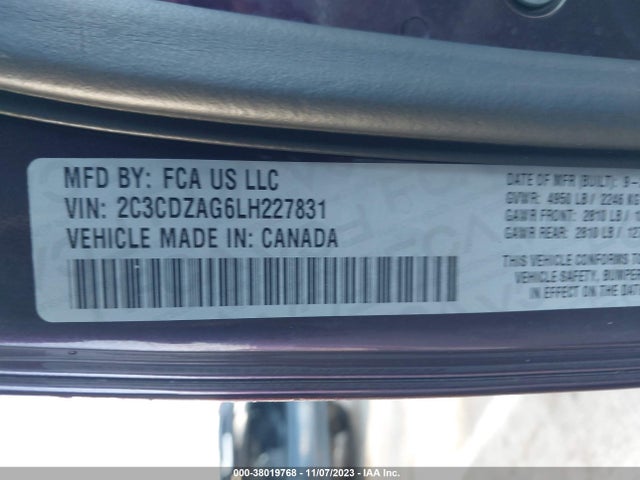 Dodge Challenger Sxt 2020 2C3CDZAG6LH227831 Image 9