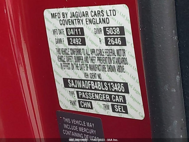 2011 JAGUAR XF SAJWA0FB4BLS13486 Photo 8