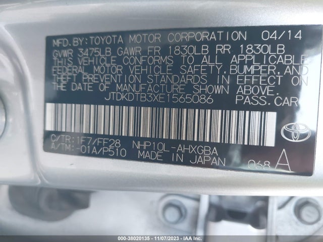 Toyota Prius C Three 2014 JTDKDTB3XE1565086 Image 27