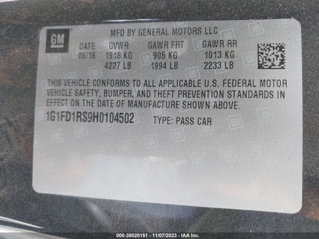 Chevrolet Camaro 2lt 2017 1G1FD1RS9H0104502 Image 9