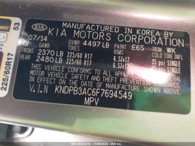 KNDPB3AC6F7694549 KIA Sportage Lx