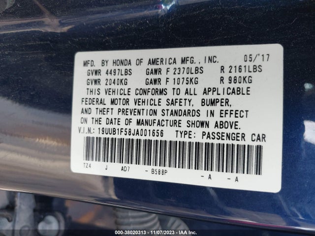 19UUB1F58JA001656 Acura Tlx Tech Pkg