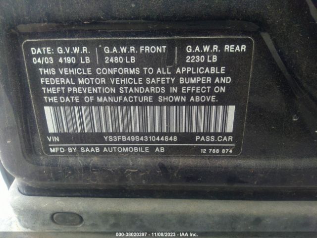 2003 SAAB 9-3 YS3FB49S431044848 Photo 8