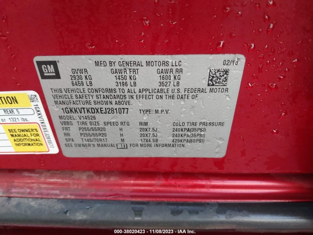 1GKKVTKDXEJ281077 GMC Acadia Denali