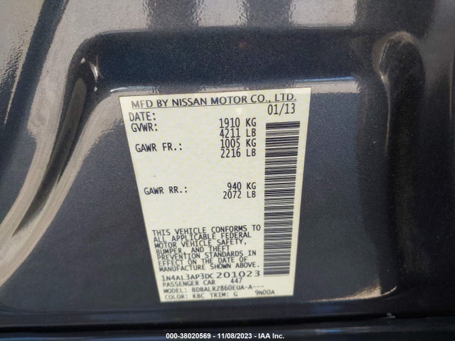 2013 NISSAN ALTIMA 2.5 S VIN: 1N4AL3AP3DC201023