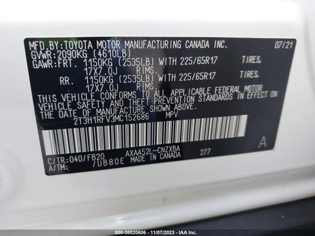 Toyota RAV4 LE 2021 2T3H1RFV3MC152686 Image 9
