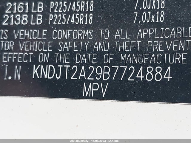 2011 KIA SOUL VIN: KNDJT2A29B7724884