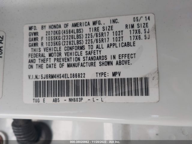 5J6RM4H54EL086822 Honda CR-V EX