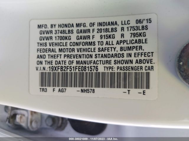 19XFB2F51FE081576 Honda Civic Lx
