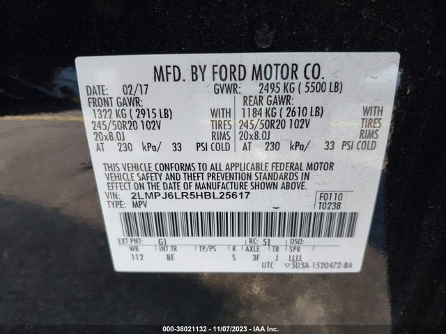 2LMPJ6LR5HBL25617 Lincoln Mkx Reserve