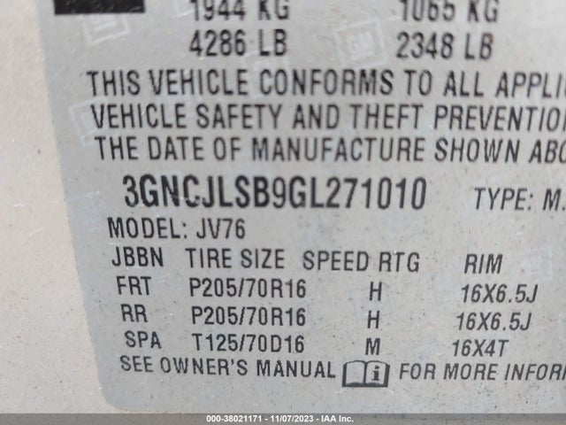 Chevrolet Trax Lt 2016 3GNCJLSB9GL271010 Image 9