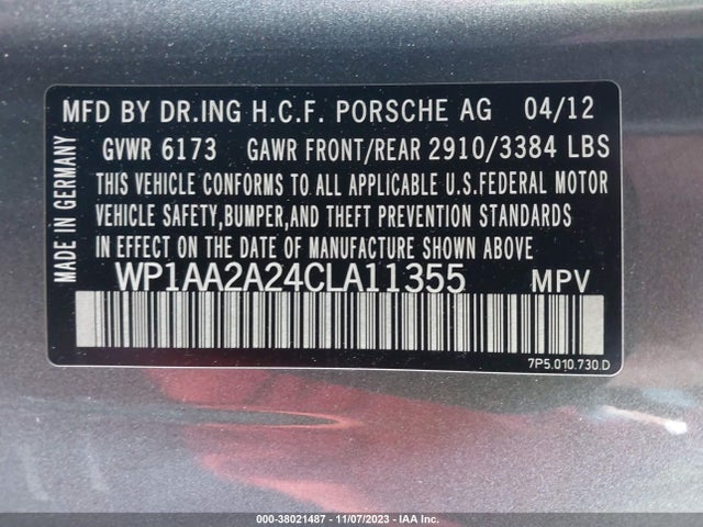 2012 PORSCHE CAYENNE WP1AA2A24CLA11355 Photo 8