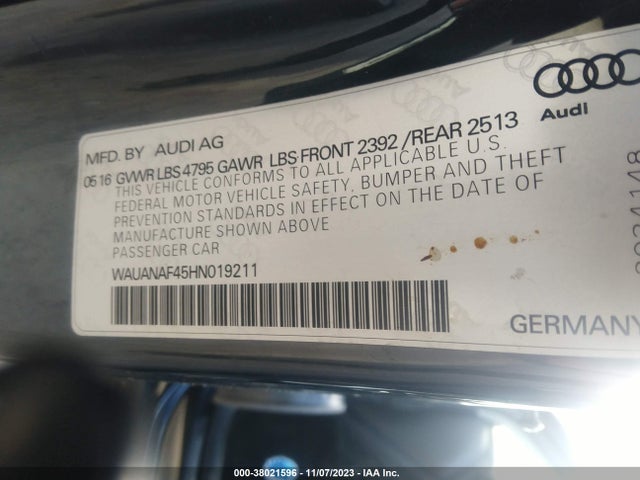 WAUANAF45HN019211 Audi A4 PREMIUM