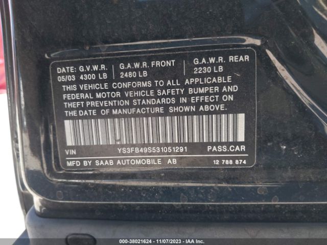2003 SAAB 9-3 YS3FB49S531051291 Photo 8