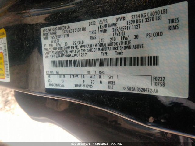 1FTER4FH4KLA01217 Ford Ranger Xlt