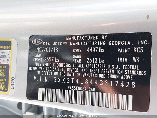 KIA Optima Lx 2019 5XXGT4L34KG317428 Image 9