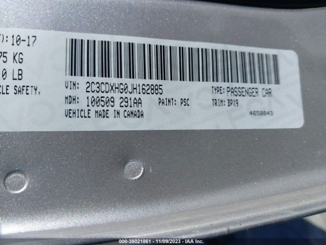 2C3CDXHG0JH162885 Dodge Charger Sxt Plus Rwd
