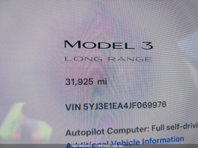 5YJ3E1EA4JF069976 Tesla Model 3 Mid Range/long Range