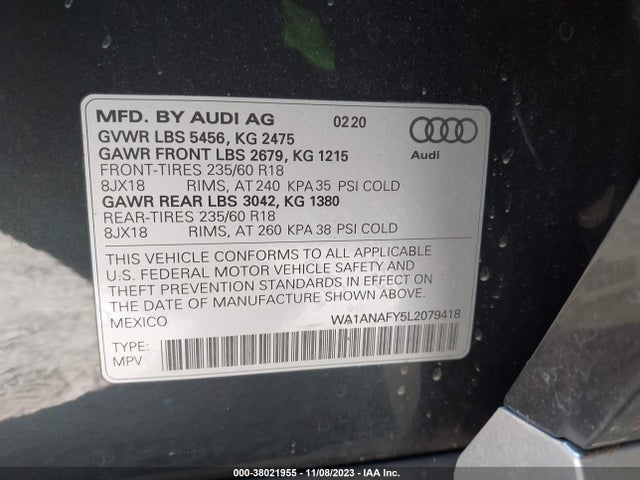 WA1ANAFY5L2079418 Audi Q5 Premium 45 Tfsi Quattro S Tronic