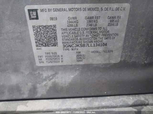 Chevrolet Trax Fwd Ls 2020 3GNCJKSB7LL134104 Image 9