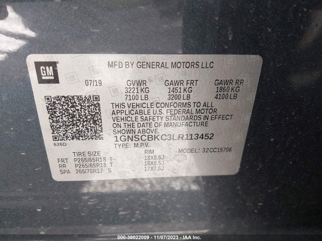 Chevrolet Tahoe 2wd Lt 2020 1GNSCBKC3LR113452 Image 9