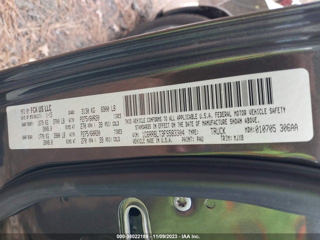 RAM 1500 Lone Star 2015 1C6RR6LT3FS583304 Image 9