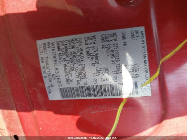 5N1AT2MT6FC835695 Nissan Rogue Sl