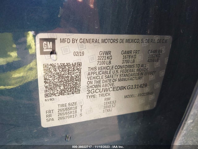 Chevrolet Silverado 1500 Lt 2019 3GCUWCED8KG131429 Image 9