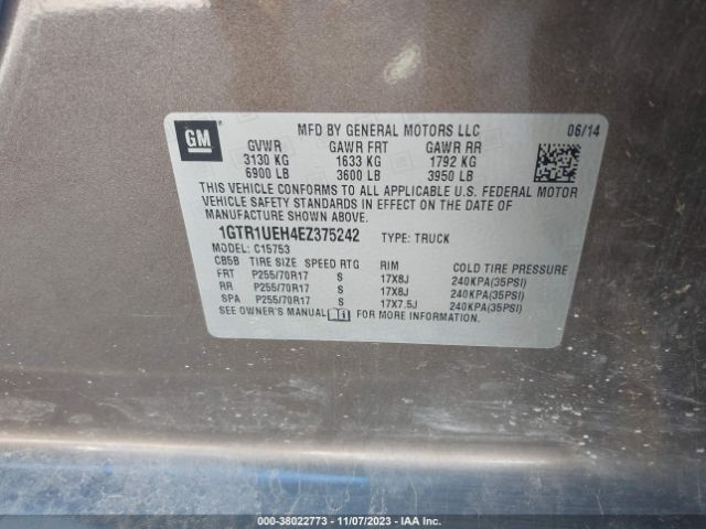 1GTR1UEH4EZ375242 GMC Sierra 1500 Sle