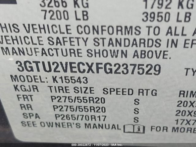 3GTU2VECXFG237529 GMC Sierra 1500 Slt