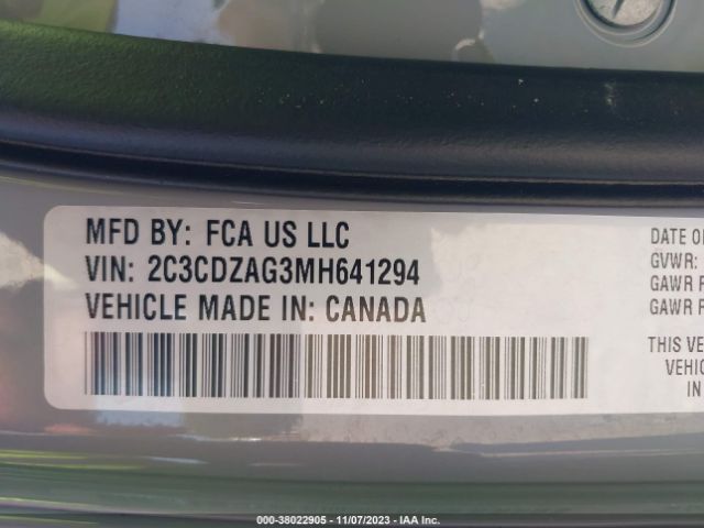 2C3CDZAG3MH641294 Dodge Challenger Sxt