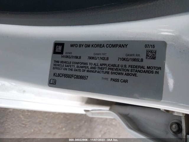 Chevrolet Spark Lt 2015 KL8CF6S92FC806657 Image 9