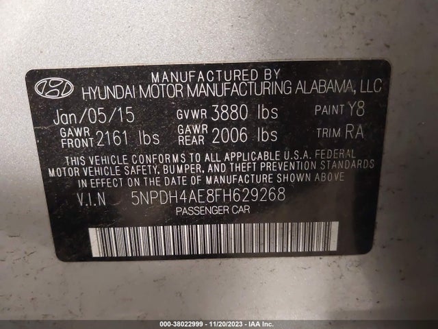 2015 HYUNDAI ELANTRA SE VIN: 5NPDH4AE8FH629268