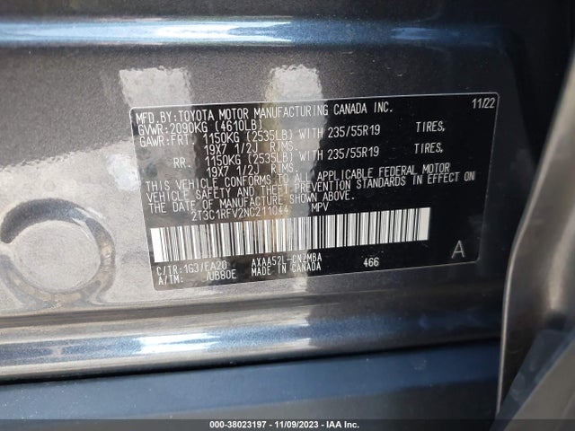 Toyota Rav4 Xle Premium 2022 2T3C1RFV2NC211044 Image 9