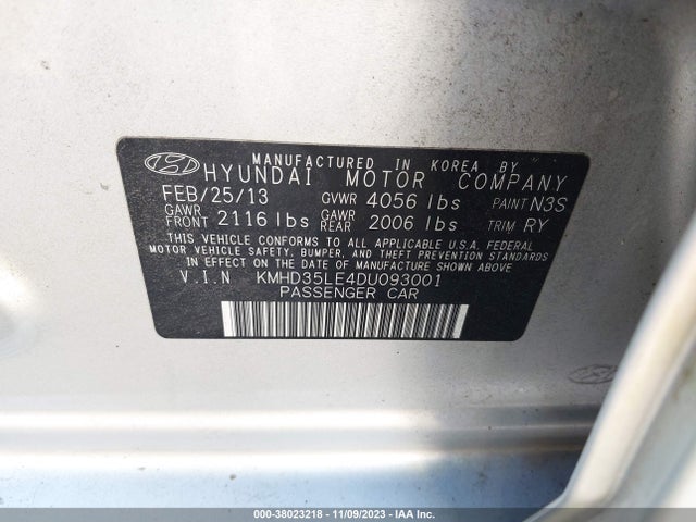 2013 HYUNDAI ELANTRA GT VIN: KMHD35LE4DU093001