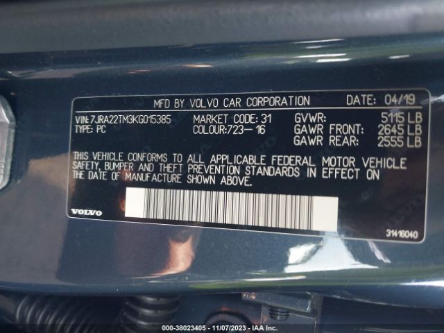 2019 VOLVO S60 7JRA22TM3KG015385 Photo 8