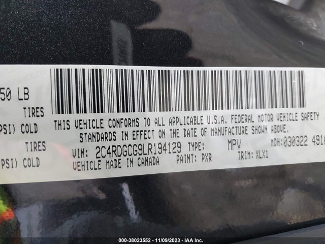 Dodge Grand Caravan Sxt 2020 2C4RDGCG9LR194129 Image 9