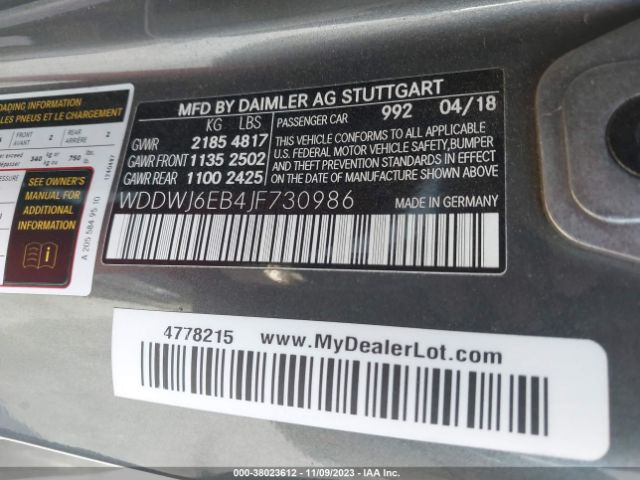 WDDWJ6EB4JF730986 Mercedes-Benz Amg C 43 4matic