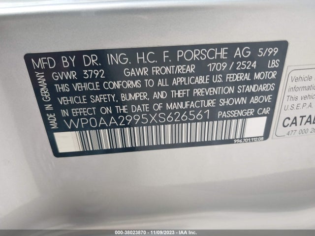 1999 PORSCHE 911 WP0AA2995XS626561 Photo 8