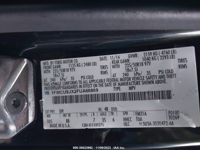 Ford Escape Titanium 2015 1FMCU9JX2FUA66869 Image 9