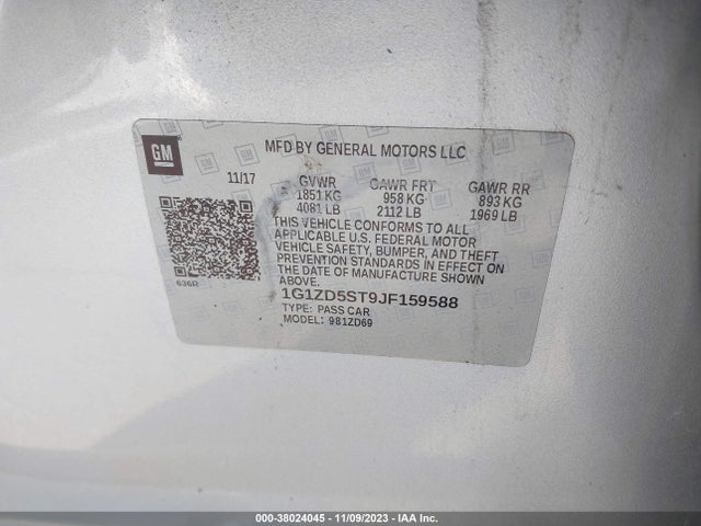 Chevrolet MALIBU LT 2018 1G1ZD5ST9JF159588 Image 9
