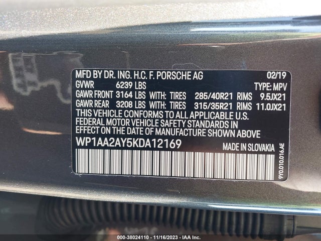 2019 PORSCHE CAYENNE WP1AA2AY5KDA12169 Photo 8