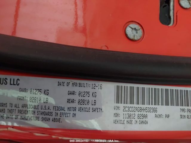 2C3CDZAG8HH532366 Dodge Challenger Sxt Plus