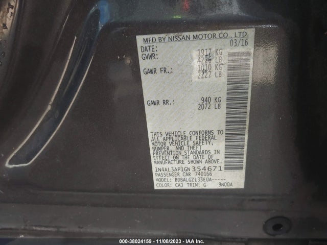Nissan Altima 2.5 S 2016 1N4AL3AP1GN354671 Image 9