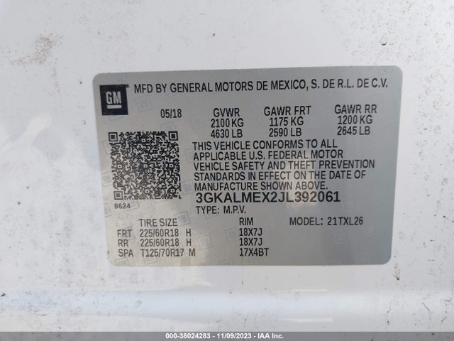 3GKALMEX2JL392061 GMC Terrain Sle