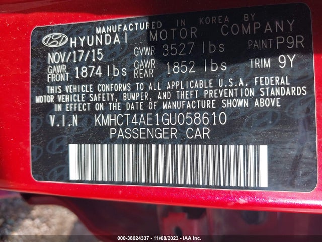 Hyundai ACCENT SE 2016 KMHCT4AE1GU058610 Image 9